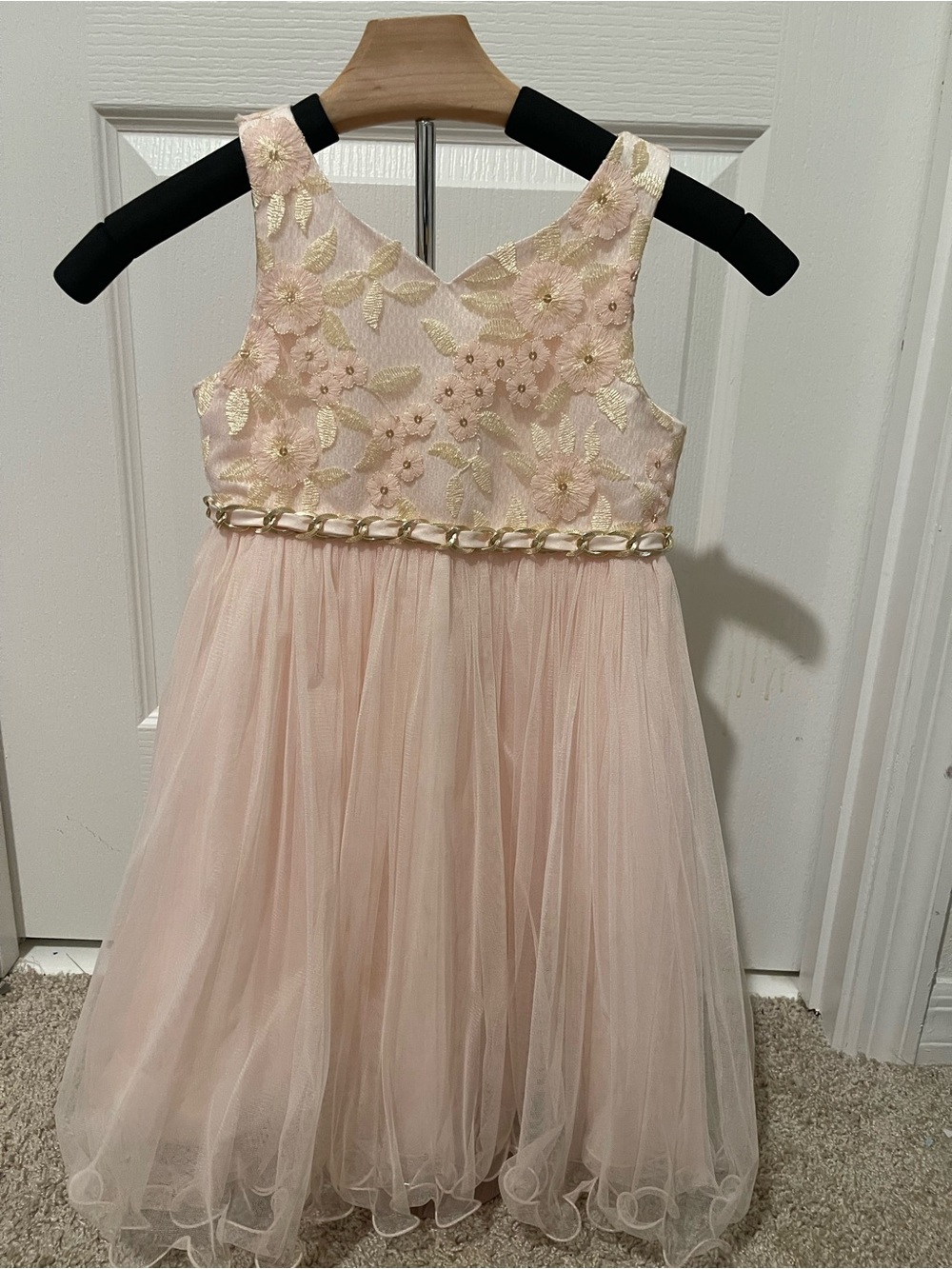 American Princess Blush Pink Floral Embroidered Tulle Dress